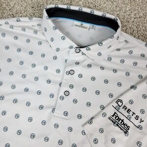 Devereux Mens XL White AOP Performance Stretch Golf Polo Short Sleeve